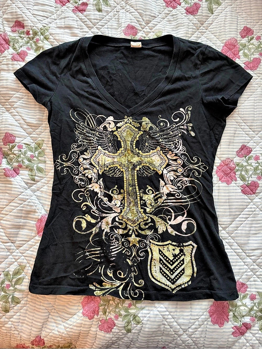 Black Gold Graphic Tee Size Medium